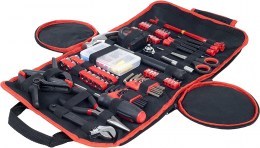 Stalwart home, car and office tool kit in roll-up case